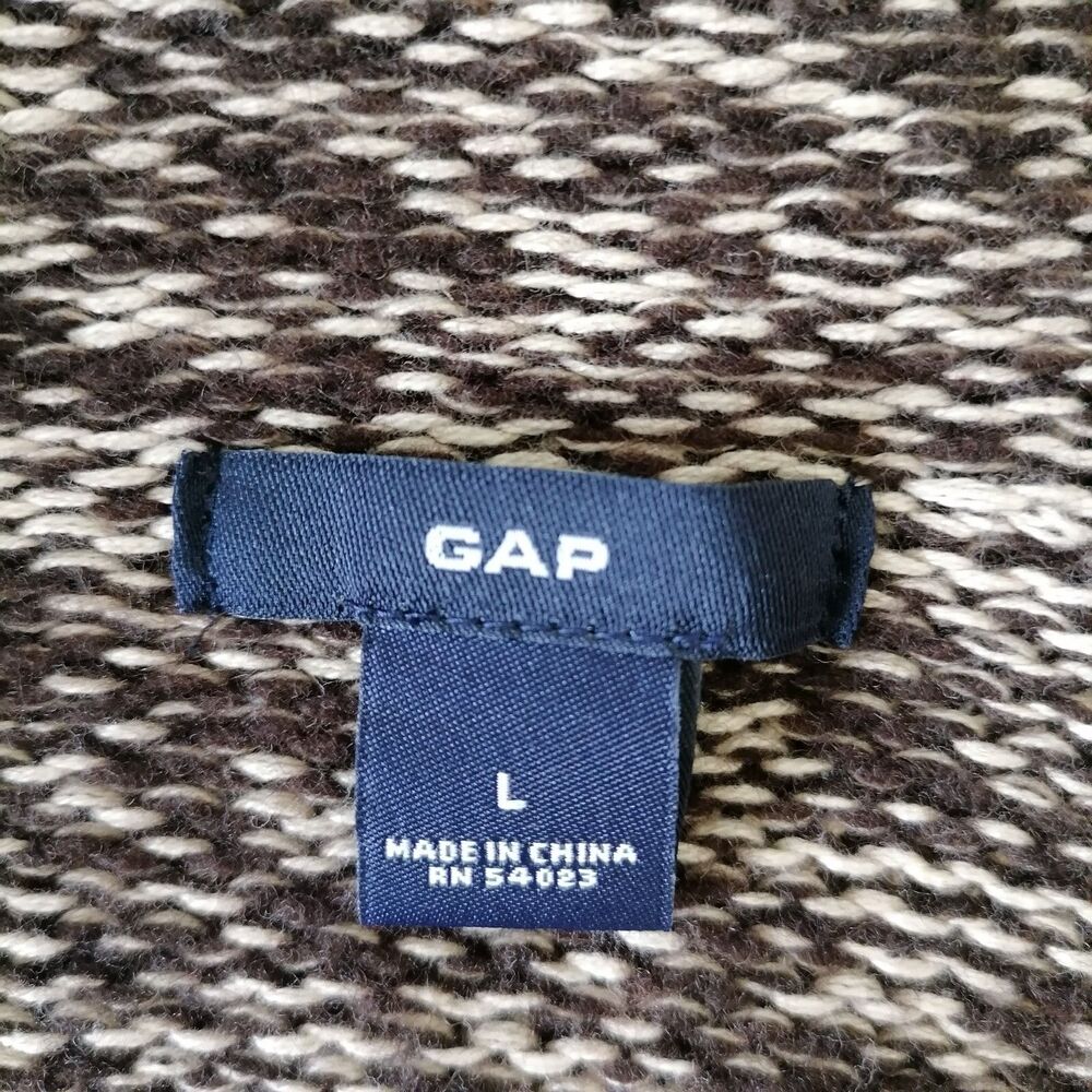 Gap Womens Brown Lamb Wool Cotton Drape Collar Knit Cardigan Sweater Size Large - Picture 5 of 7